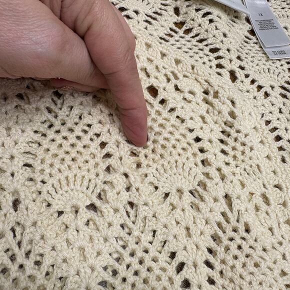Liz Claiborne Woman by Elisabeth Size 1X Crochet Knit Vintage Cardigan Sweater - Picture 5 of 14